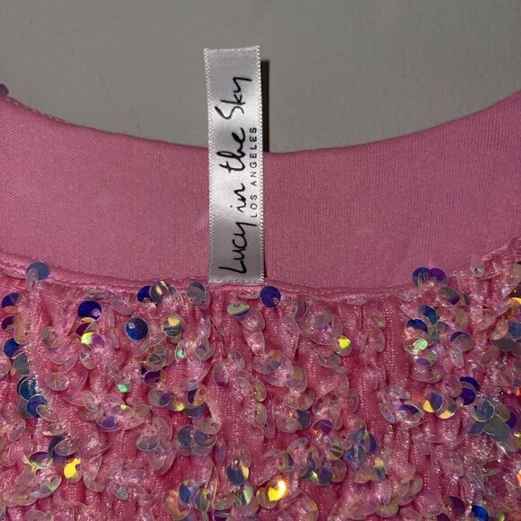 Lucy in the Sky Iridescent Sequin BodyCon Dress in Pink Size Small - Picture 5 of 9